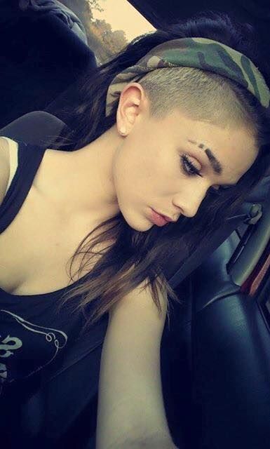 back grow head shaved girl puts eel in pussy